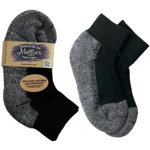 Maggie's Organic Cotton Low-Cut Sports Socks for Men & Women - One Pair Extra Large Size Black Low-Cut 14-16