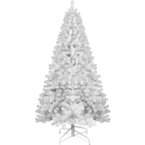 8.5FT White Artificial Christmas Tree, Realistic Unlit Christmas Tree with 1064 Branch Tips, Memory Wire Full Xmas Tree with Foldable Base and Metal Hinges for Holiday, Party, Home, Office