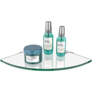 Glass Corner Shelf for Bathroom Corner Shower Shelf Tempered Glass Shelf Shower Organizer Shampoo Holder No Drilling Shower Caddy Corner for Inside Shower 9.4" R