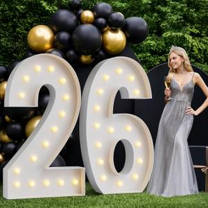 5FT Marquee Numbers 26, Large Light Up Number 26, Happy 26th Birthday Decorations Supplies for Women Men, Big Number 26 Sign for Him Her Birthday, Anniversary Party
