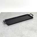 India Handicraft Modern Classic Decorative Serveware 17 x 5.5 Inch Aluminum Textured Rectangular Tray with Handles, Black