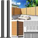201 Stainless Steel 4FT Privacy Screen Outdoor Fence Post for Wood Slats, Concrete Install Wooden Privacy Fence Panel PostCorner Post Matte Black 2Pack