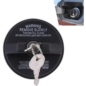 1 PC Car Fuel Tank Cap with Lock and Key, ABS Plastic Anti-theft Fuel Tank Cap, Locking Cap Adapter Replaceable Accessories, Universal for Most Cars (Black)