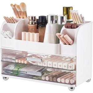 Drawer Cosmetic Organizer, Beauty Tool Display Box, Desktop Skin Care Organizer (White)