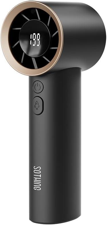 Portable Handheld Turbo Fan, 39000-RPM, 199-Speed Levels, Handheld Fan with 12hrs Battery Life, Digital Display, Pocket-Sized Portable fan for Personal, Women/Men, Travel/Camping/Outdoor-Gray