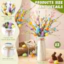 2 Set Easter Decorations Easter Artificial Flowers Berry Picks Stems and Vase Eggs Floral Berry Picks Branches Artificial Eggs Stems Vase Gifts for Bunny Table Centerpiece