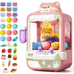 Jovow Claw Machine for Kids, Mini Vending Machine with Music, Prize Dispenser Toys for Girls and Boys, Electronic Claw Game Machine for Party Birthdays, Includes 35 Mini Toys (Small)