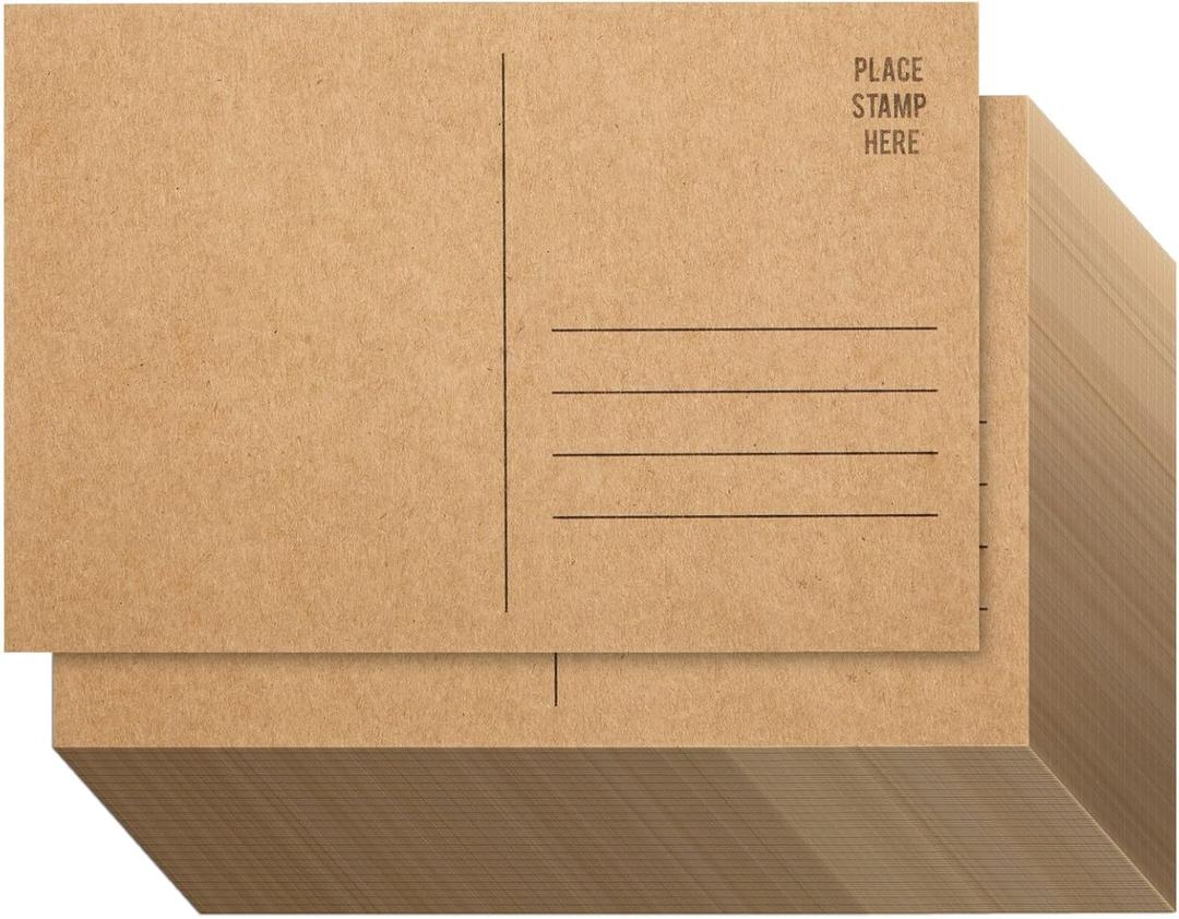 Sustainable Greetings 100 Pack Bulk Kraft Paper Blank Postcards for Mailing, Wedding, DIY Arts and Crafts, 350gsm (4 x 6 In) - Blank Greeting Cards - Post Cards Mailing