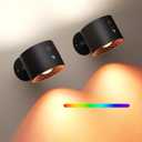 Joyzy 2 Pack Led Wall Light Battery Operated Rechargeable RGB Colorful Picture Light for Wall Lighting for Bedroom, Remote Touch Control Wall Mounted Lamps Magnetic Wall Sconce