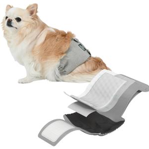 PAWPANG Copper Fit Mate Washable Male Dog Belly Band Kit 1 Reusable Male Wrap with 15 Dog Diaper Liners, Ideal for Senior Dogs, Incontinence, and Marking, S