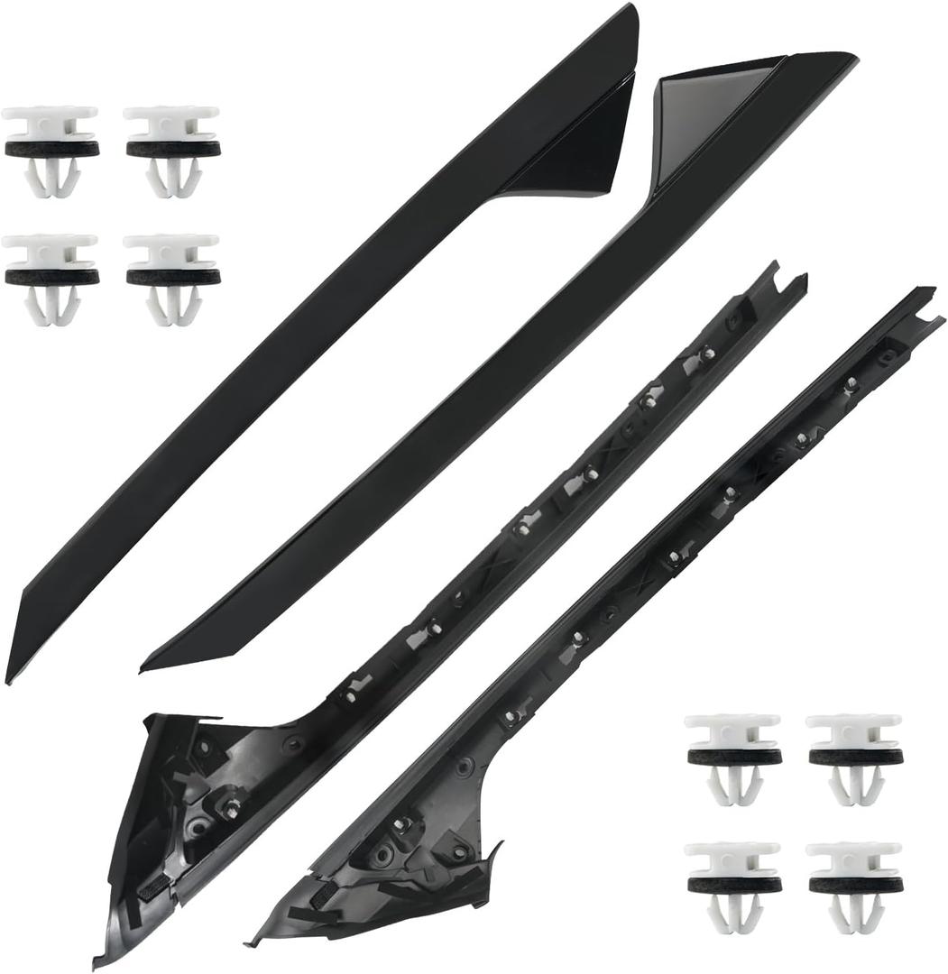 A-Pillar Trim Molding Windshield Kit Compatible with 2011-2019 Ford Explorer Outer & Inner, Left Driver & Right Passenger Side Window Trim Moulding Replaces BB5Z7803145AA BB5Z7803144AA 926450 926451