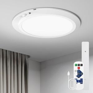 Homelist 12000mAh Rechargeable Motion Sensor Ceiling Light, Shower Lights for Inside, Magnetic Battery Operated Ceiling Light with Remote for Renters Closet, Porch, Hallway, 3 Color Temperatures