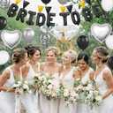 Black and Silver Bachelorette Party Decorations, Black Bride To Be Bridal Shower Decorations, Black White Silver Balloons and Diamond Ring Silver Heart Balloons for Bachelorette Engagement Wedding