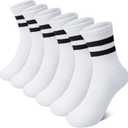 Kids Socks for Boys Girls, Athletic Cotton Crew Socks | 6 Pairs Unisex, Soft Breathable, Stretchy Cuffs, Moisture Wicking, Fits School Uniform, Suitable for 4-12 Years (White)