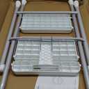 GameGem 4 Step Ladder, 4 Step Stool for Adults, Folding Step Ladder, Sturdy Honeycomb Construction with Convenient Handrail, Anti-Slip Stripes Pedal, 500 lbs Capacity, Silver White