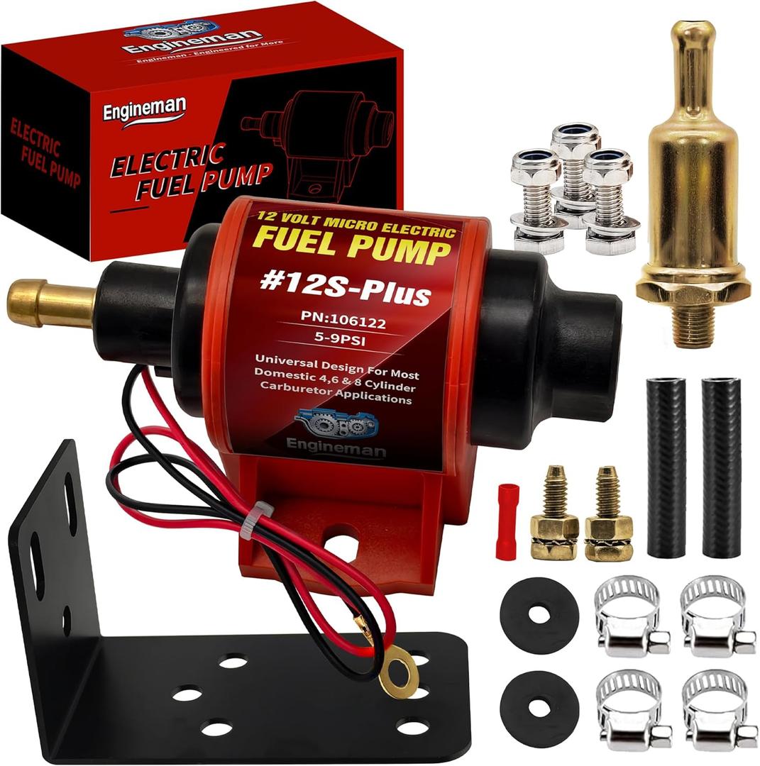 Universal 12 Volt Electric Fuel Pump 5-9 PSI, 35GPH, Super 12S Plus for Gasoline Diesel Engines