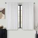 THE BEER VALLEY White Semi Sheer Curtains for Living Room 2 Panels Set - Thick Light Filtering Window Curtain - Back Tab Linen Drapes for Door Kitchen Bedroom - 50x72 Inches