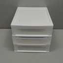 IRIS USA Plastic Stacking Desk Top 3-Drawer Storage Organizer, 1-Pack, for Makep Vanity Nail Polish Bathroom Stationery Art Craft Supplies Kitchen Office Garage and Small Organization, Medium, White