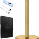 Stainless Steel Paper Towel Holder, Gold, Countertop for Kitchen & Bathroom, Standing with Weighted Base for Standard or Rolls, Brushed Brass