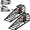 GarveeHome Hydraulic Car Ramps 2 Pack - 11000Lbs Capacity Low Profile Vehicle Ramps for Oil Changes, Trucks, Trailers & Garage Auto Repair, Heavy Duty Steel Construction, Black