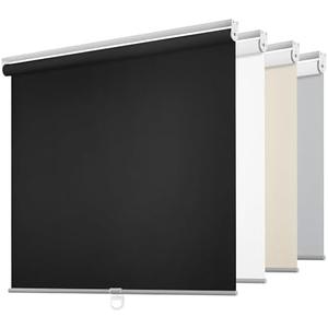 ChrisDowa Cordless Free-Stop 100% Blackout Blinds for Windows, Roller Windows Shades with Thermal Insulated, UV Protection Fabric for Living Room, Office and Home. Easy to Install.Black,20" W X 72" H