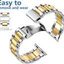 Lerobo Compatible with Apple Watch Band 44mm 42mm 40mm 38mm 41mm 45mm 46m 49mm, Solid Stainless Steel Metal Band with 2 Pack Protective Cover Case for iWtach Series 11 10 9 8 7 6 5 4 3 SE Ultra Men Women