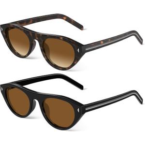 Retro Oval Cat Eye Sunglasses for Women Men- Trendy Y2K 90s Vintage Designer Sun Glasses with UV Protection for Driving Traveling Outfit