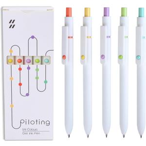 VICO Gel Pens, 5 Pcs 0.5mm Quick Dry Black Ink Pen Fine Point Smooth Writing Pens, Aesthetic Cute Office School Supplies Gifts for Women Men, High-End Series for Journaling Note Taking (White & Morandi)