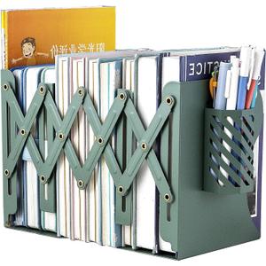 Metal Iron Book Ends Adjustable Bookends for Heavy Book Holder Heavy Duty Bookends Nonskid Bookcase Desktop Book Organizer Binder Holder (Green)