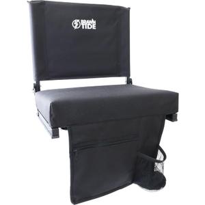 BRAWNTIDE Wide Stadium Seat - Extra Thick Cushion, Great Back Support, Lightweight Chair, Multiple Storage Pockets, Compact, Ideal for Sporting Events (Black)