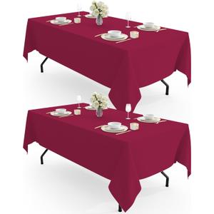 Pureegg Rectangle Table Cloth 60" x 102"  Durable Polyester Tablecloth Offers Reusable & Washable Protection, Ideal for Outdoor Party, Picnic, Wedding, Banquet and Birthday, 2 Pack, Fuchsia
