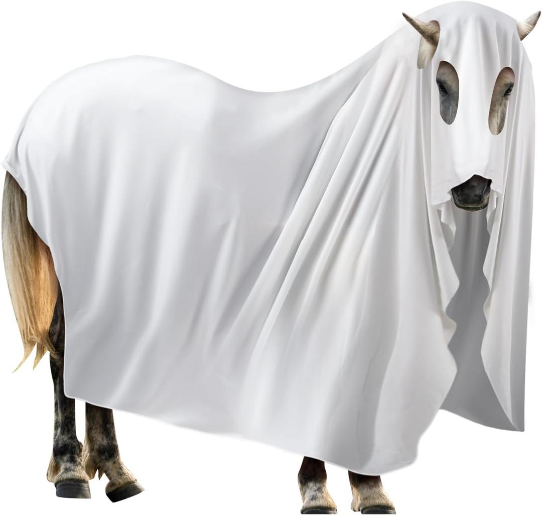 Halloween Horse Costume Gown Cosplay Supply for Holiday Horse Costume Accessories Trick or Treat (Ghost)
