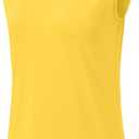 BGOWATU Women's Golf Polo T-Shirts Sleeveless V Neck Collarless Tennis Shirts UV Protection Quick Dry Lightweight (13-yellow)