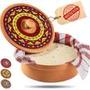 Mexican Terracotta Tortilla Warmer for Thanksgiving | Authentic Terra Cotta Tortilla Holder with Warmer Cloth | Natural Clay Tortillero Keeps 8" Tortillas Warm | Bread Warmer for Fall Dinner Party