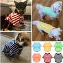 Geyoga 6 Pieces Dog T-Shirt Striped Cotton Breathable Spring Summer Pet Apparel Colorful Soft Puppy Sweatshirt Clothes for Dogs Puppy(Light Color,M)