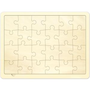 Blank Puzzle with 24 Pieces, Each Piece is Unique, Blank Wooden Jigsaw Puzzles with Tray for Crafts & DIY, Make Your Own Puzzle 11.7x8.8 Inches 1 Pack