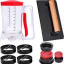 Breakfast Kit for Blackstone Grill, 7 Piece Griddle Accessories Set - Including Pancake Batter Dispenser, Bacon Press, Egg Rings, Hamburger Press Patty Maker