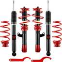 EVIL ENERGY Coilovers Compatible for Volkswagen Golf GTI Rabbit Jetta MK5 MK6 2006-2014, for Audi A3 8P (FWD) 2006-2014, Height Adjustable Lowering Kit, Twin-Tube Coilover Suspension Kit, Red