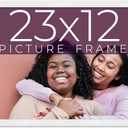 23x12 Frame White Real Wood Picture Frame Width 0.75 Inches | Interior Frame Depth 0.5 Inches | Bianca Mid Century Photo Frame Complete with UV Acrylic, Foam Board Backing & Hanging Hardware