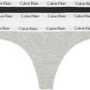 Calvin Klein womens Carousel Logo Cotton Stretch Thong Panties, Multipack (Black, L)