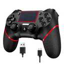 Wireless Controller for Ps4 Controller Compatible with PS4/Slim/Pro/Windows PC,with Touchpad/Vibration/Built-in Speaker&3.5mm Headphone Jack/Six-axis Motion Control/USB-C Charging Cable,Black Red