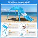 Grandekor Upgraded 6'×6' Pop Up Beach Canopy Tent for Family & Kids UPF 50+ Sun Shelter for Pool Camping with Sand Anchor Sidewall Wavy Blue Green Stripe, 6x6