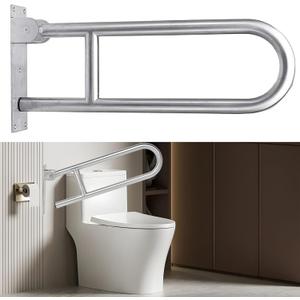 Handicap Grab Bars, Flip Up Toilet Grab Bar, Wall Mount Handicap Grab Rails, 23.6 Inch Stainless Steel Bathroom Shower Safety Bars Provide Safety Assist Grab for Pregnant Woman Elderly Disabled