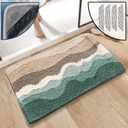 Bathroom Rugs Mat  Extra Soft Absorbent Bath Rugs, Non-Shedding, Machine Wash, Non-Slip Shaggy Plush Carpet for Bathroom, Shower Room (Beach,16''24''&40cm60cm)