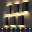 Solar Lights Outdoor,8 Lighting Modes Dusk to Dawn Lighting Wall Sconce IP67 Waterproof Up and Down Solar Wall Light Front Door Light for House, Garage, Porch,Doorway,Fence,Festival Decor (6 PACK) (RGB & Warm White)