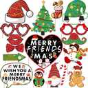 Merry Friendsmas Christmas Party Decorations Photo Booth Props Friends Themed Christmas Photobooth Prop Kit for Home Office Xmas Santa Holiday Accessories Decorations Party Favors
