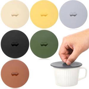 6Pcs Mug Cover, Silicone Cup Covers, Silicone Cups Lids Reusable Coffee Mug Lid, Colored Universal Cupping Lids Drink Covers for Mugs Tea Cups Coffee Cup