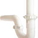Universal Plastic P-Trap Pipe Kit for Bathroom or Kitchen Sink, 1-1/2" Sink Drain Pipe with 1-1/4" Adapter (White)