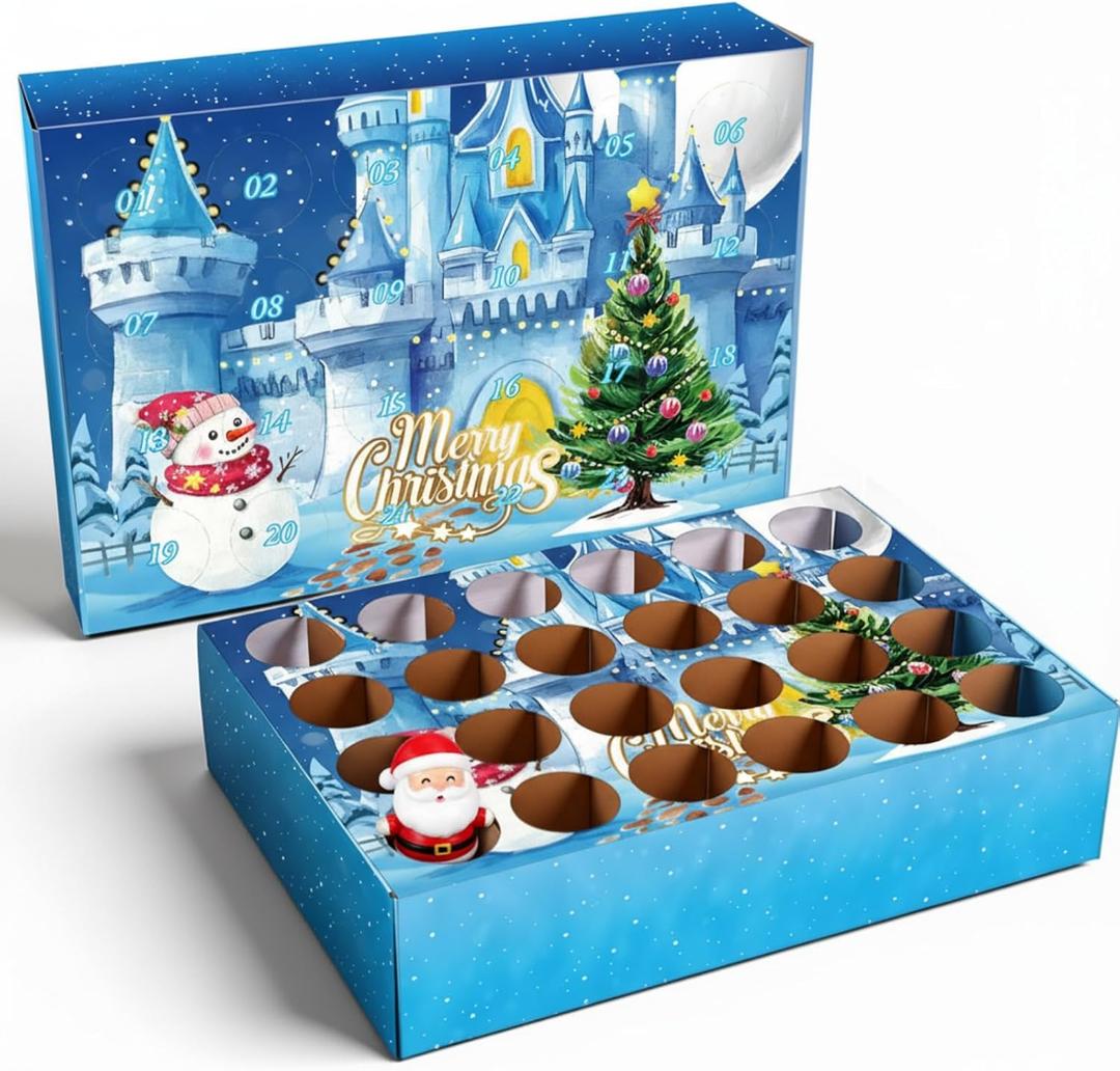 Christmas Advent Calendar Boxes to Fill, DIY Empty Advent Calendars Christmas Boxes Countdown Gift Punch Board Game Prize Xmas Holiday Party Decoration for Kids, Family(24 Days)