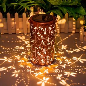 DIBIEECN Birthday Gifts for Women Mom Grandma Wife, Solar Lanterns Outdoor Waterproof, Metal Hanging Lights Garden Decor, LED Decorative Lantern for Patio Porch Backyard,Dragonfly, 1 Pack